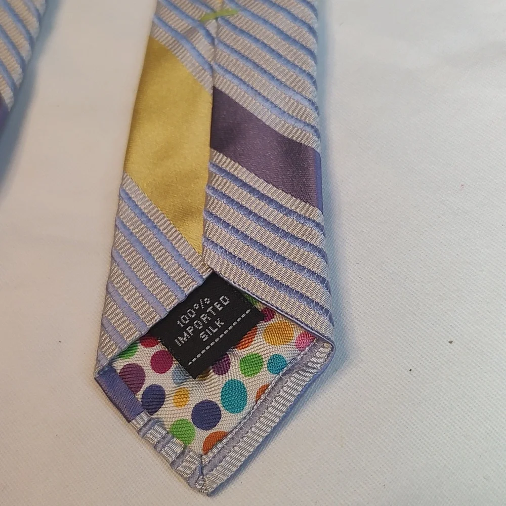 Preppy blue and yellow stripe tie lot J Crew and London Colors